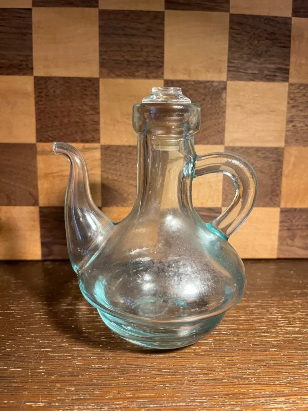 Green Handblown Recycled Glass Cruet Made in Spain A614